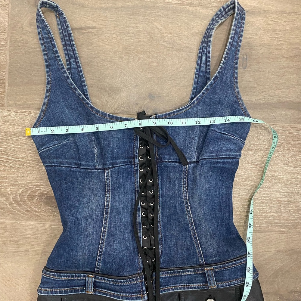 Vintage 90’s D&G Blue Denim and Black Leather Dress - Picture 10 of 16